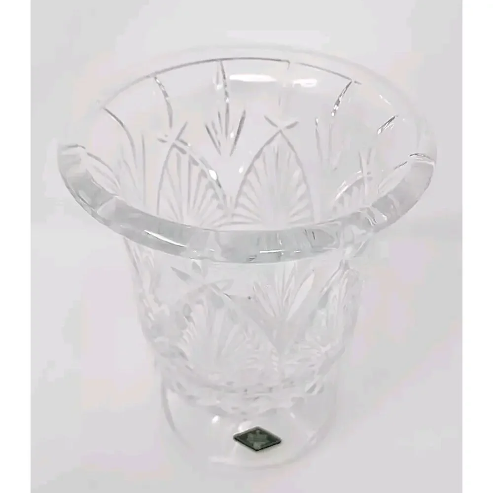 1970s Shannon Clear Lead Crystal Hurricane Vase Collectible Decorative Glass U25